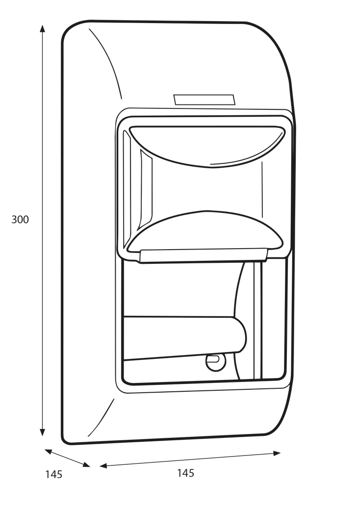 Toipaspender Katrin für 2 Kleinrollen graphische Darstellung mit Abmessungen