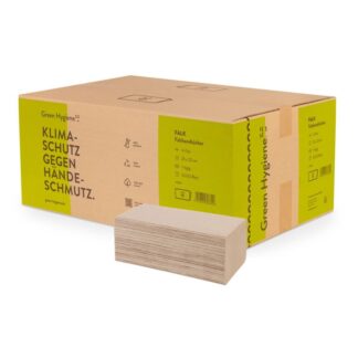 Falthandtücher FALK, Green Hygiene, 1-lagig, natur, Recyclingpapier (RC), V-Falz, 25×23 cm, 5000 Tücher