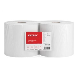 Putztuchrolle Katrin XL, 1500 Blatt, 2-lagig, weiß, Zellstoff, 26,5×36 cm, 540 m, perforiert, 2 Rollen