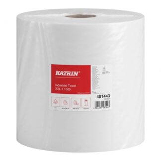 Putztuchrolle Katrin XXL, 1000 Blatt, 3-lagig, weiß, Recyclingpapier (RC), 38×36 cm, 360 m, perforiert, 1 Rolle