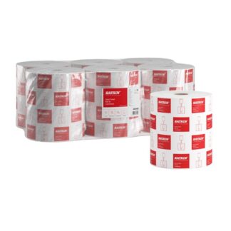 Handtuchrolle Katrin Centerfeed M 1000, 1-lagig, weiß, Recyclingpapier (RC), 20,5 x 30 cm, 300 m, perforiert, 6 Rollen