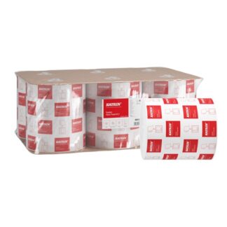 Handtuchrolle Katrin System M, 2-lagig, weiß, Recyclingpapier (RC), 21 cm breit, 160 m, unperforiert, 6 Rollen