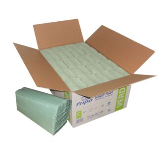 Falthandtuch Fripa Verde, 1-lagig, grün, Recyclingpapier (RC), C-Falz, 25×33 cm, 3600 Tücher