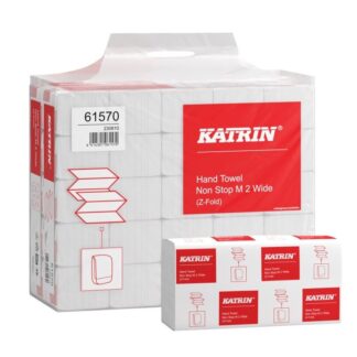 Falthandtuch Katrin Non Stop M, 2-lagig, weiß, Recyclingpapier (RC), N-Falz, 24×24 cm, 4000 Tücher