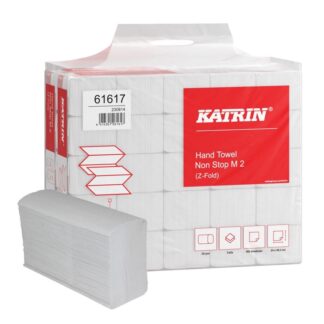 Falthandtuch Katrin Non Stop M2, 2-lagig, weiß, Recyclingapier (RC), N-Falz, 20,3x24cm, 4000 Tücher