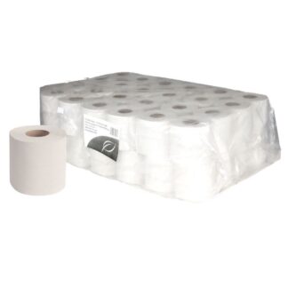 Toilettenpapier Huchtemeier, 2-lagig, weiß, Recyclingpapier (RC), 400 Blatt, 6×8=48 Rollen