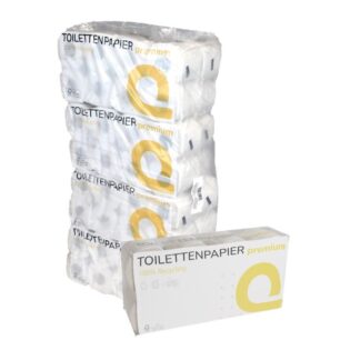 Toilettenpapier Huchtemeier, 2-lagig, weiß, Recyclingpapier (RC), 250 Blatt, 8×8=64 Rollen