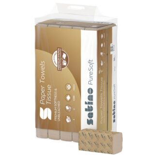 Falthandtuch Satino PureSoft, 2-lagig, beige, Recyclingpapier (RC), 24x23cm, V-Falz, 4000 Tücher