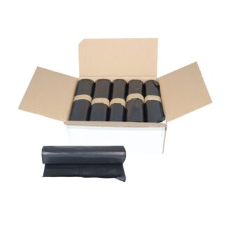 Müllsäcke, schwarz, 120 Liter, LDPE, 700×1100 mm, Typ 100, 66 µ, 10 Rollen a 15 Stück im Karton