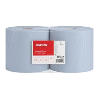 Putztuchrolle Katrin L, 1000 Blatt, 3-lagig, blau, Zellstoff, 22×36 cm, 360 m, perforiert, 2 Rollen