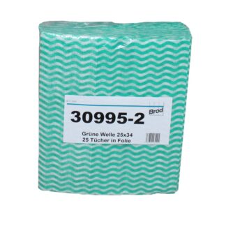 Grüne Welle Universaltücher, 25 Tücher, Lochstruktur, grün-weiß, Viskose-Polyester, ca. 25×34 cm