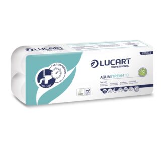 Toilettenpapier Lucart AquaStream 10, 2-lagig, weiß, Zellstoff, 200 Blatt, 12×10=120 Rollen