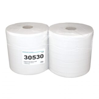 Putztuchrolle Brod 1000, 915 Blatt, 2-lagig, weiß, Recyclingpapier (RC), 29×36,5 cm, 334 m, perforiert, 2 Rollen