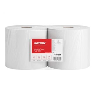 Putztuchrolle Katrin XL, 1000 Blatt, 2-lagig, weiß, Recyclingpapier (RC), 26,5×36 cm, 360 m, perforiert, 2 Rollen