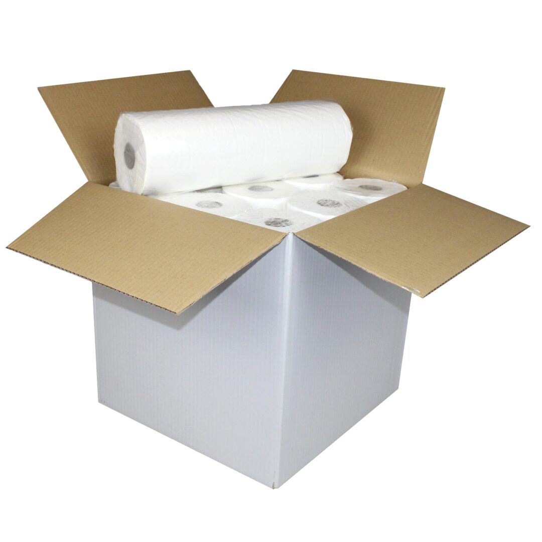 Ärzterollen/Ärztekrepp, hochweiß, 2-lagig, Zellstoff, perforiert, 39×37 cm, 135 Abrisse, 50 m, 9 Rollen – Bild 5
