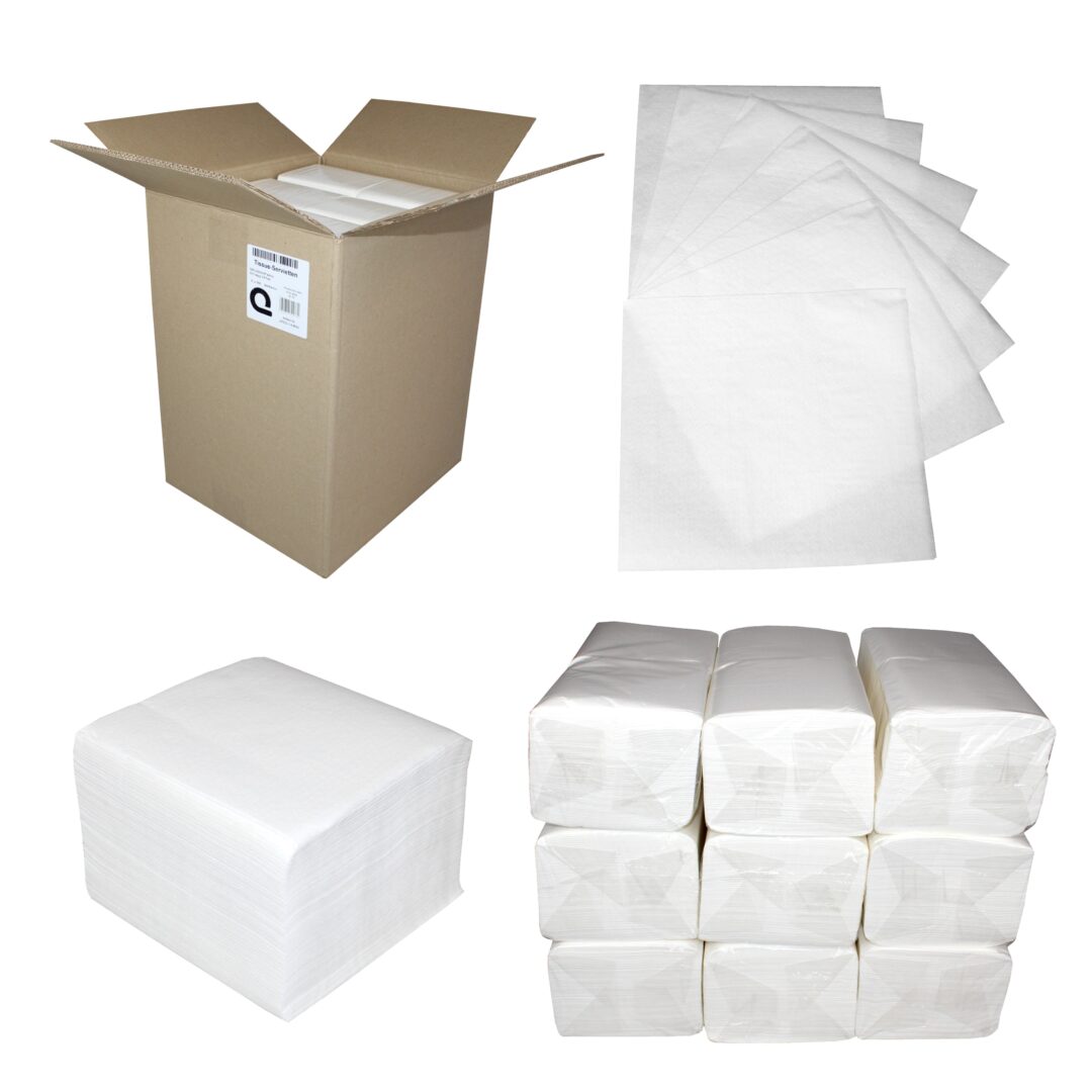 Servietten Huchtemeier, 1-lagig, weiß, Zellstoff, 32,5×32 cm, 1/4 Falz, 9×500=4.500 Stück – Bild 2