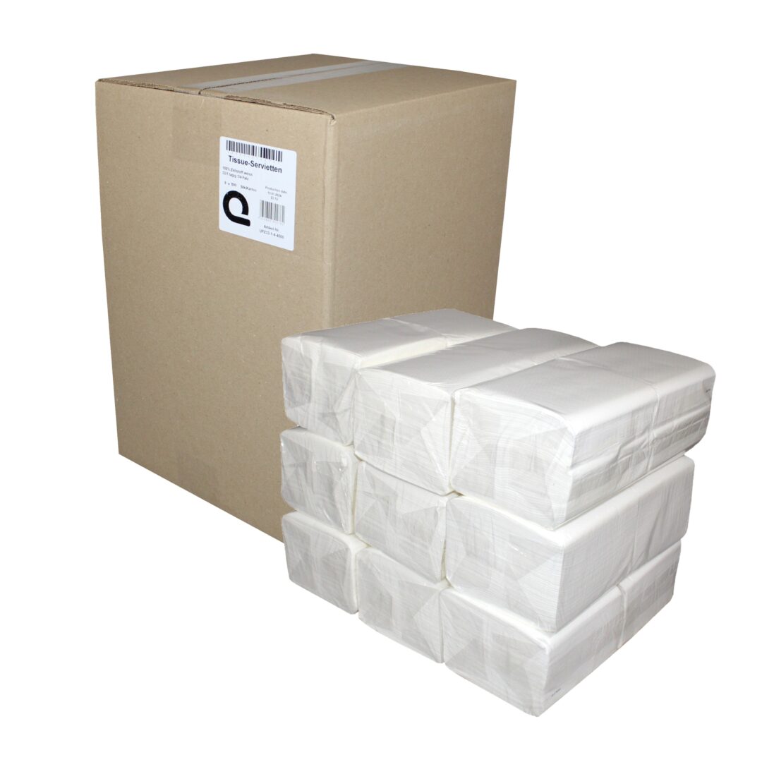 Servietten Huchtemeier, 1-lagig, weiß, Zellstoff, 32,5×32 cm, 1/4 Falz, 9×500=4.500 Stück