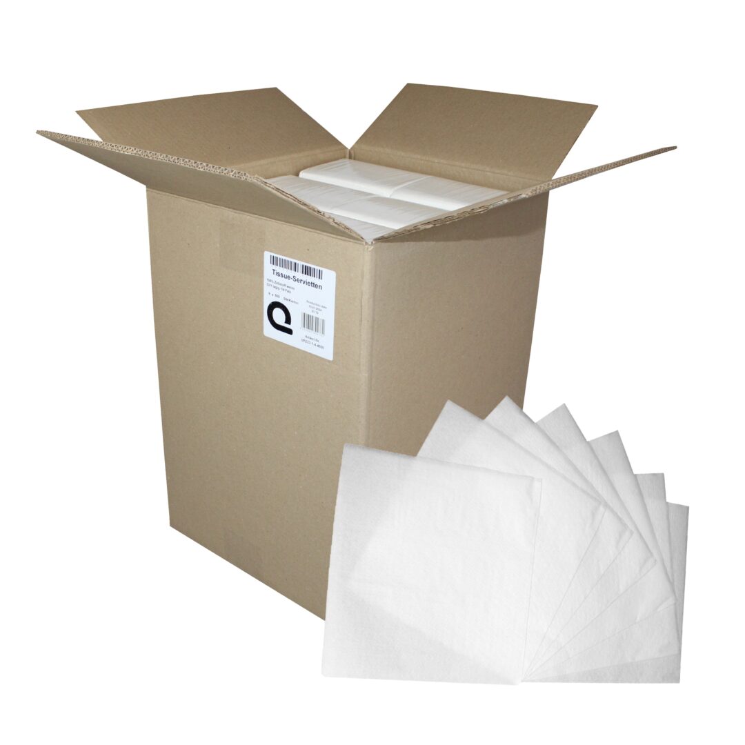 Servietten Huchtemeier, 1-lagig, weiß, Zellstoff, 32,5×32 cm, 1/4 Falz, 9×500=4.500 Stück – Bild 3