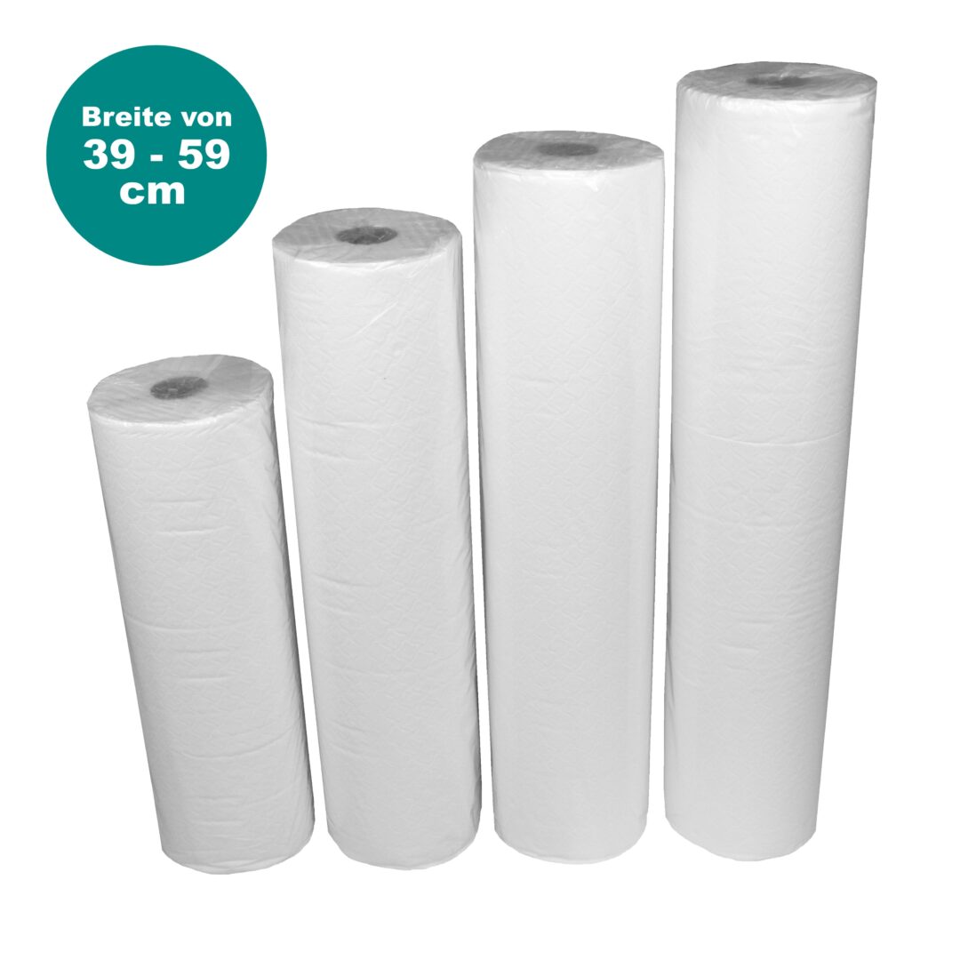 Ärzterollen/Ärztekrepp, hochweiß, 2-lagig, Zellstoff, perforiert, 39×37 cm, 135 Abrisse, 50 m, 9 Rollen – Bild 2