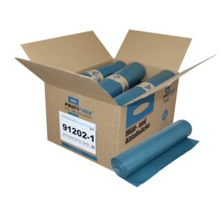 Müllsäcke Brod, blau, 120 Liter, LDPE-REG, 700×1100 mm, Typ 100, 54 µ, 10 Rollen a 15 Stück im Karton