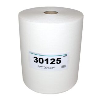 Brotex® Dry Soft 70, Airlaid Wischtuchrolle, Textilcharakter, 500 Blatt, einseitig geprägt, weiß, Zellstoff, 40×38 cm