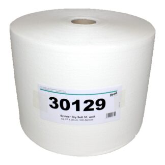 Brotex® Dry Soft 57, Airlaidrolle Wischtuchrolle, Textilcharakter, 500 Blatt, einseitig geprägt, weiß, Zellstoff, 27×38 cm, 1 Rolle