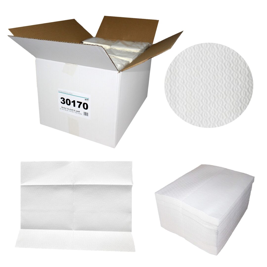 Brotex® Dry Soft 70, 700 Tücher, Airlaid Wischtücher, einseitig geprägt, weiß, Zellstoff, 30×38 cm – Bild 2