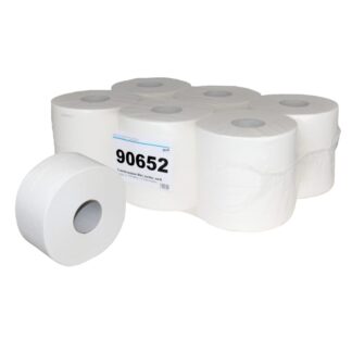 Toilettenpapier Brod Mini Jumbo, 2-lagig, weiß, Zellstoff, 890 Blatt, 160 m, 12 Rollen
