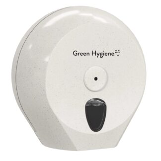 Toilettenpapierpender „Riesenrad“ für Mini-Jumbo-Rollen, Green Hygiene, weiß-meliert, Holz/RC-Kunststoff