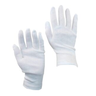 Handschuhe Baumwoll-Trikot, weiß gebleicht, mittelschwere Ausführung, Herrengröße, 12 Paar
