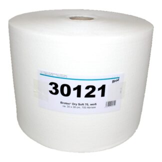 Brotex® Dry Soft 70, Airlaid Wischtuchrolle, Textilcharakter, 700 Blatt, einseitig geprägt, weiß, Zellstoff, 30×38 cm, 700 Blatt