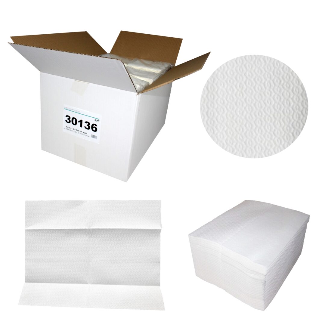 Brotex® Dry Soft 57, 700 Tücher, Airlaid Wischtücher, einseitig geprägt, weiß, Zellstoff, 30×38 cm, 20×35=700 Tücher – Bild 2