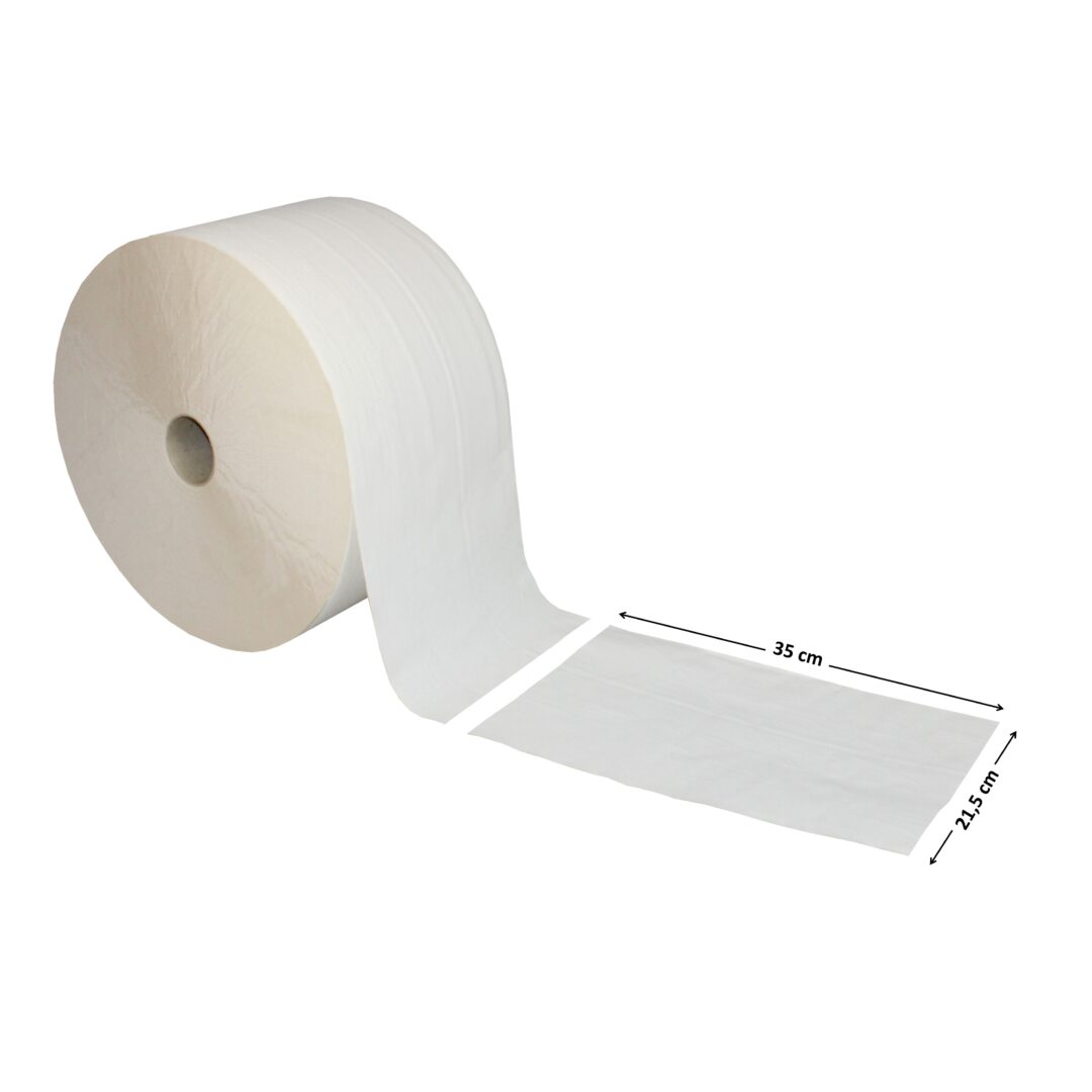 Putztuchrolle Brod 2500, 2191 Blatt, 2-lagig, weiß, Recyclingpapier (RC), 21,5×35 cm, perforiert, 767 m, perforiert, Rolle – Bild 2