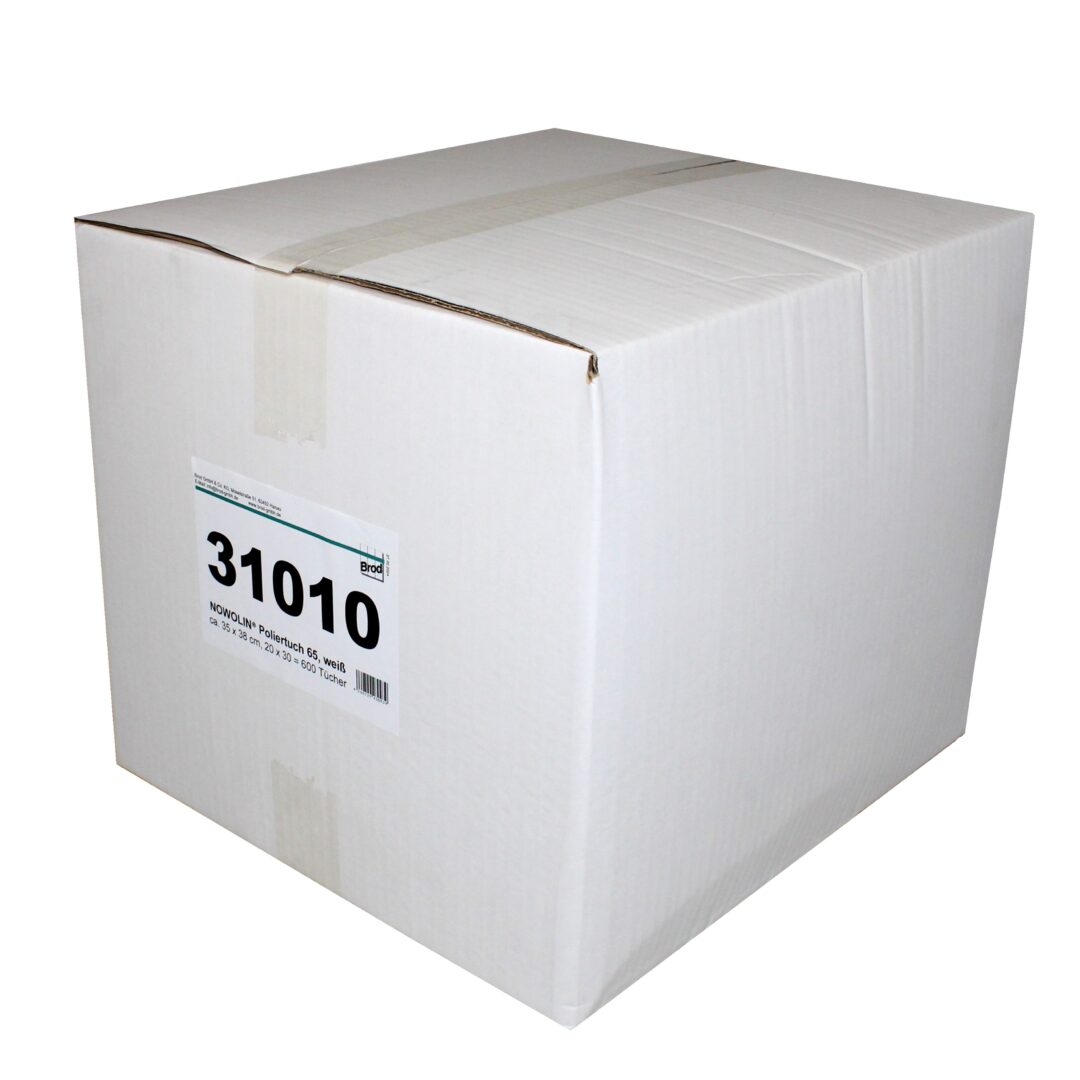 NOWOLIN® Poliertuch 65, 600 Tücher, hochwertige Viskosetücher mit Textilcharakter, glatte Oberflächenstruktur, weiß, ca. 35×38 cm, 20×30=600 Tücher – Bild 7