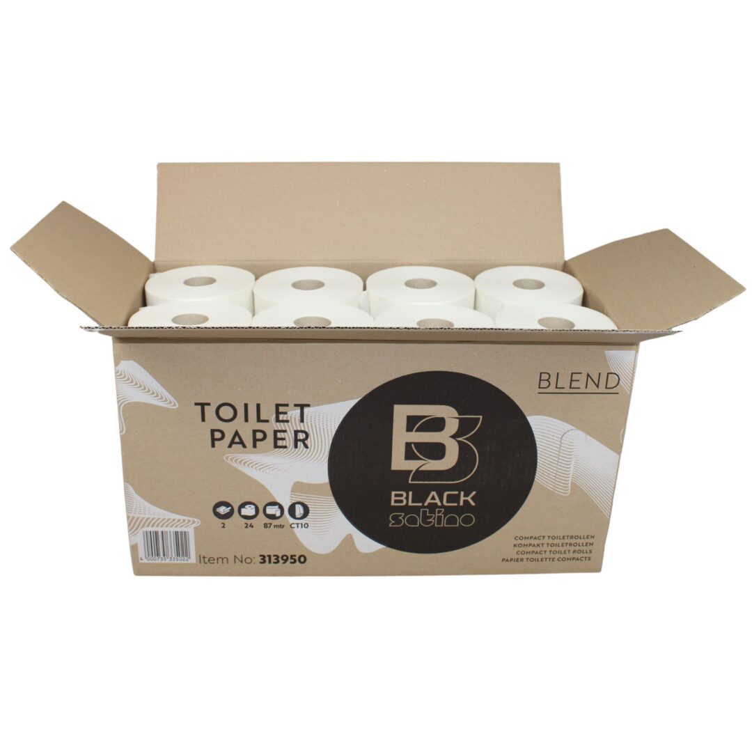 Toilettenpapier BlackSatino Blend, 2-lagig, weiß, Recyclingpapier (RC), 801 Blatt, Kompaktrolle, 24 Rollen – Bild 7