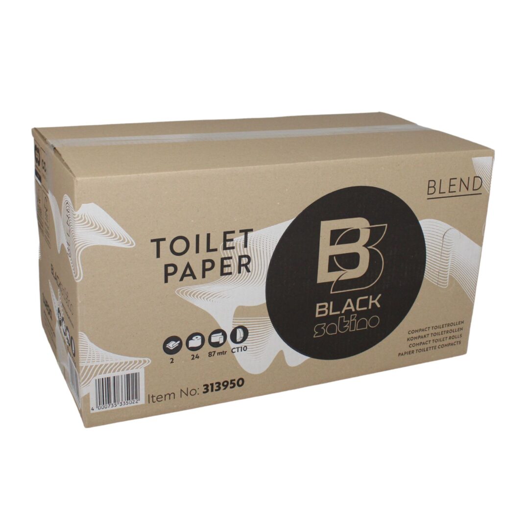 Toilettenpapier BlackSatino Blend, 2-lagig, weiß, Recyclingpapier (RC), 801 Blatt, Kompaktrolle, 24 Rollen – Bild 6