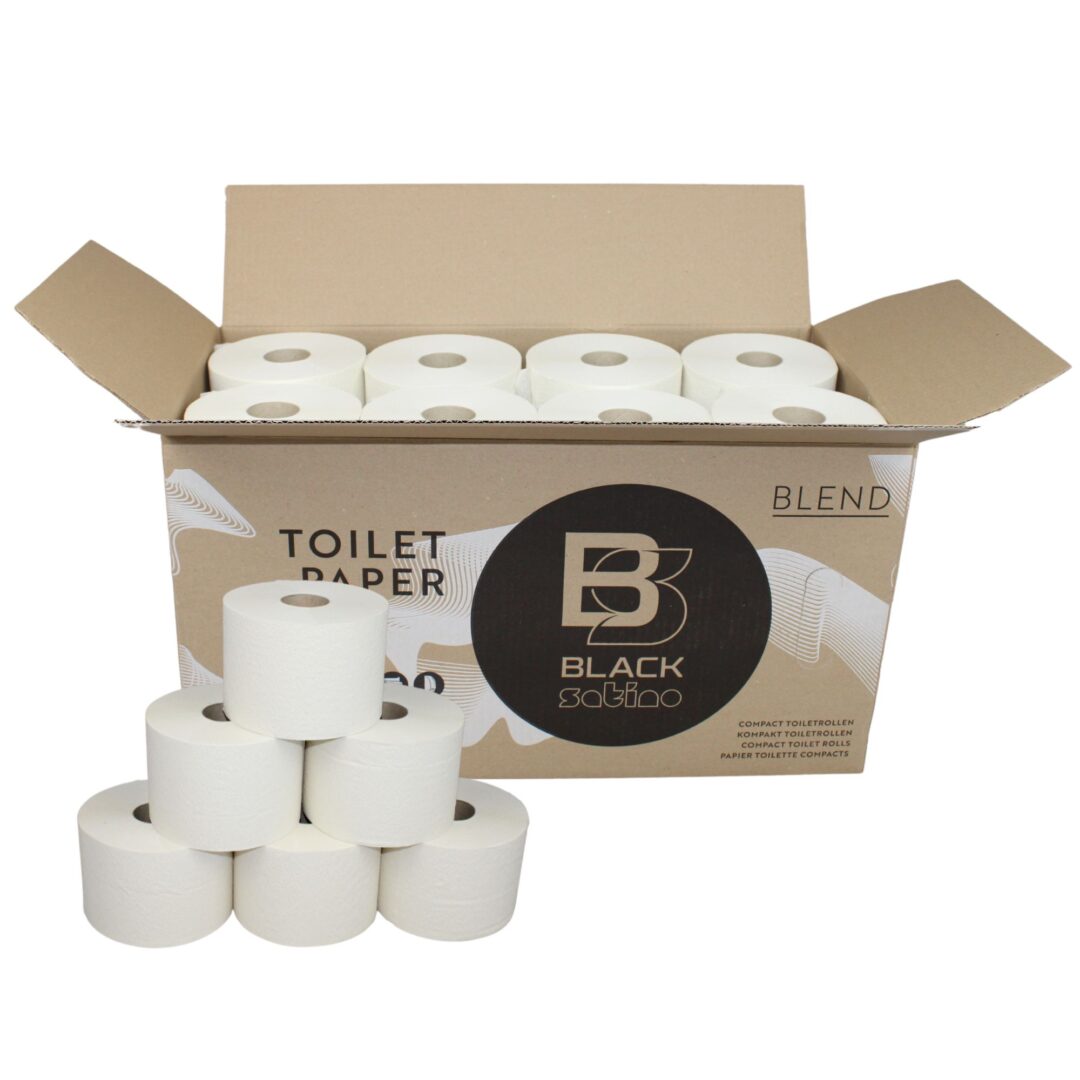 Toilettenpapier BlackSatino Blend, 2-lagig, weiß, Recyclingpapier (RC), 801 Blatt, Kompaktrolle, 24 Rollen – Bild 2