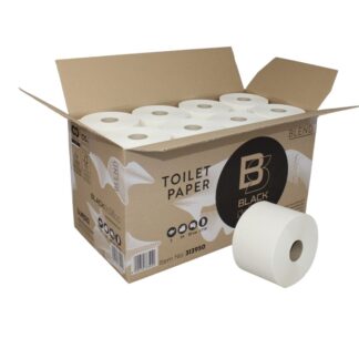 Toilettenpapier BlackSatino Blend, 2-lagig, weiß, Recyclingpapier (RC), 801 Blatt, Kompaktrolle, 24 Rollen