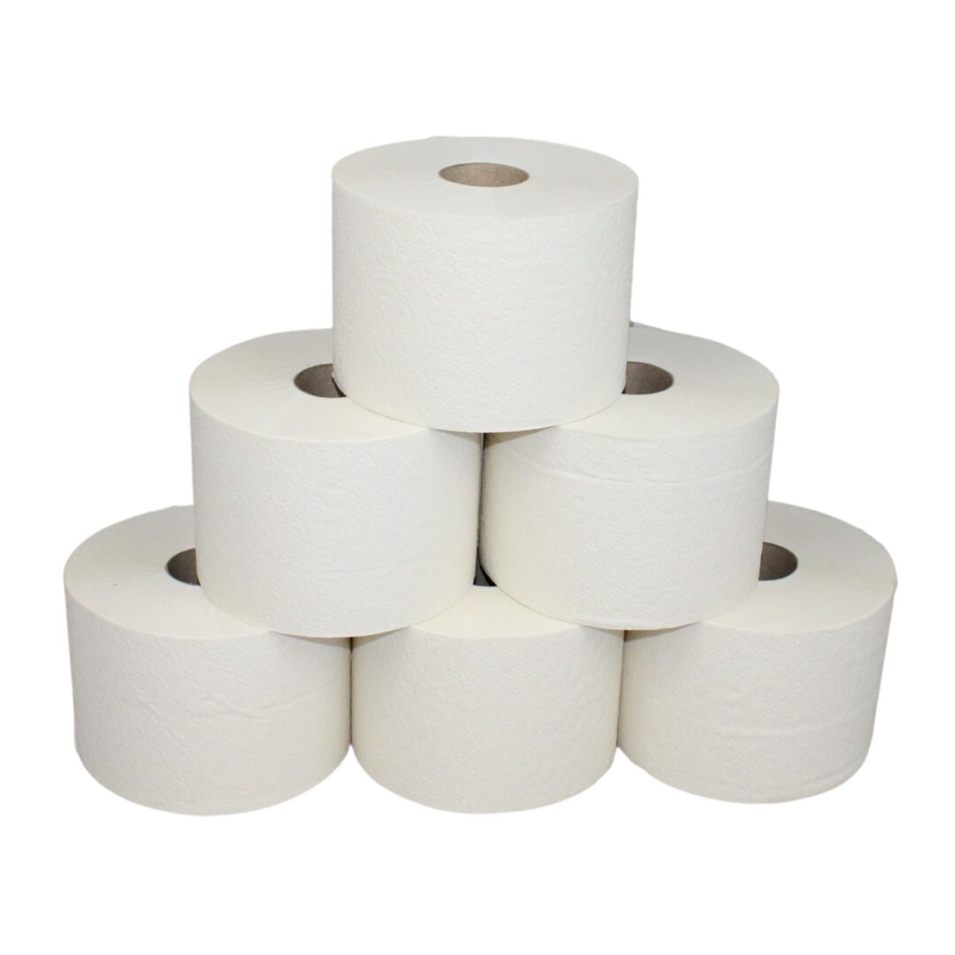 Toilettenpapier BlackSatino Blend, 2-lagig, weiß, Recyclingpapier (RC), 801 Blatt, Kompaktrolle, 24 Rollen – Bild 8