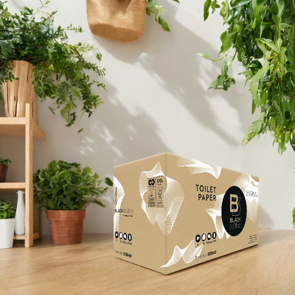 Toilettenpapier BlackSatino, 2-lagig, weiß, Recyclingpapier (RC), 712 Blatt, Kompaktrolle, 24 Rollen – Bild 4