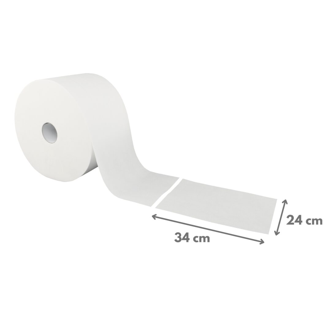 Putztuchrolle Brod 1500, 2-lagig, weiß, Zellstoff, ca. 24×34 cm, 510 m, perforiert, 2 Rollen – Bild 2