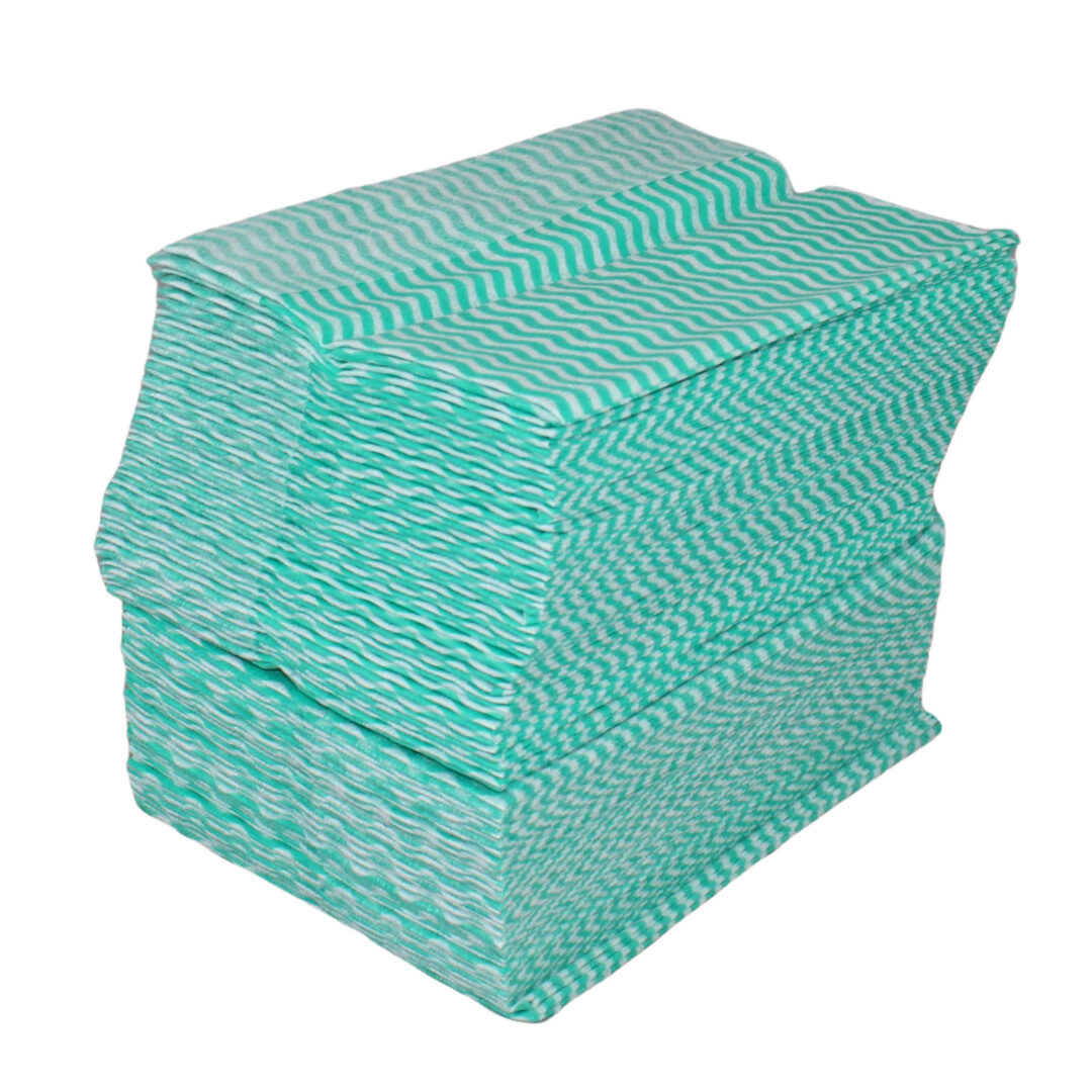 Grüne Welle Universaltücher, 100 Tücher, Lochstruktur, grün-weiß, Viskose-Polyester, ca. 25×34 cm – Bild 6