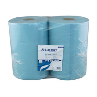 Putztuchrolle Lucart SkyTech 3.5000 XL, 500 Blatt, 3-lagig, blau, Recyclingpapier (RC), 36×36 cm, 180 m, perforiert, 2 Rollen