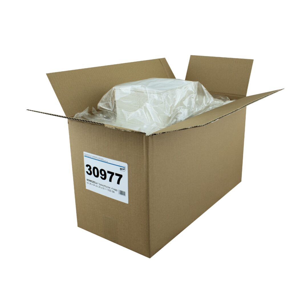 NOWOZELL® Wischtücher, 1.000 Lagenzellstofftücher, 4-lagig, natur, Recyclingpapier, 28×34 cm, 20×50=1.000 Tücher im Karton – Bild 8