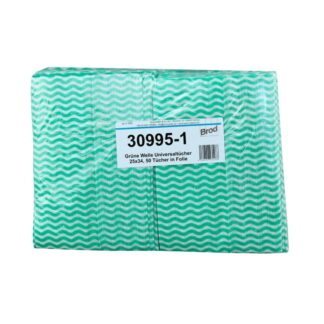 Grüne Welle Universaltücher, 50 Tücher, Lochstruktur, grün-weiß, Viskose-Polyester, ca. 25×34 cm