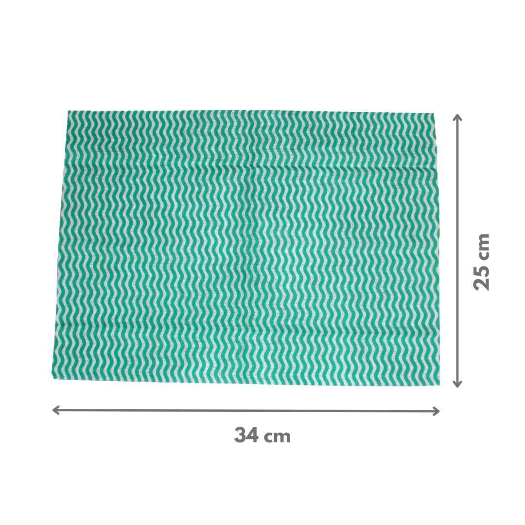 Grüne Welle Universaltücher, 100 Tücher, Lochstruktur, grün-weiß, Viskose-Polyester, ca. 25×34 cm – Bild 2