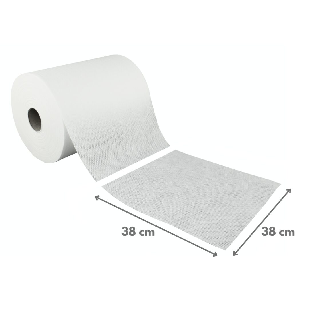 NOWOLIN® Extra 65, Universaltücher mit Textilcharakter, 400 Blatt, Lochstruktur, weiß, Viskose, 38×38 cm, 1 Rolle – Bild 2