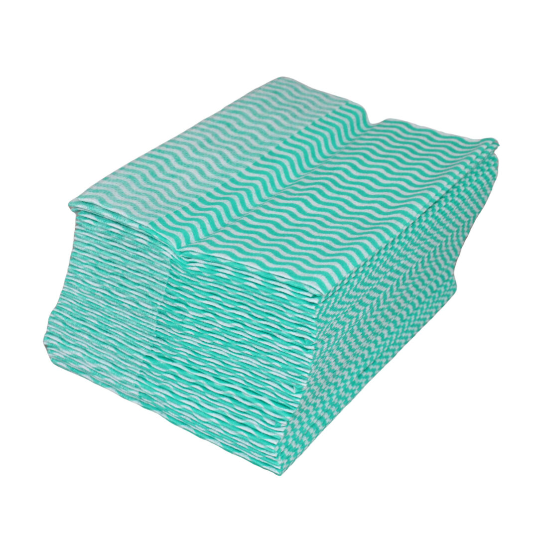 Grüne Welle Universaltücher, 50 Tücher, Lochstruktur, grün-weiß, Viskose-Polyester, ca. 25×38 cm – Bild 6
