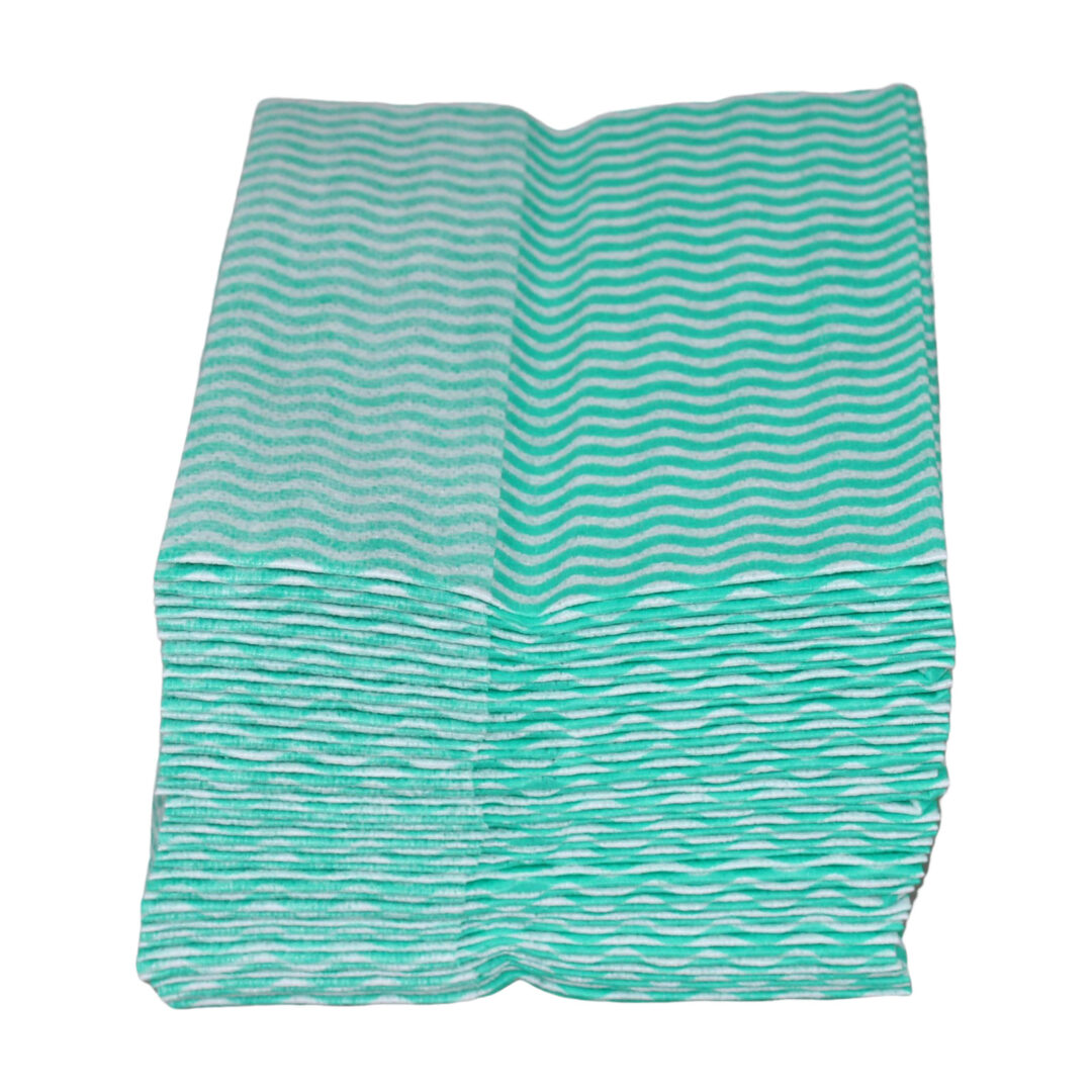 Grüne Welle Universaltücher, 50 Tücher, Lochstruktur, grün-weiß, Viskose-Polyester, ca. 25×38 cm – Bild 5