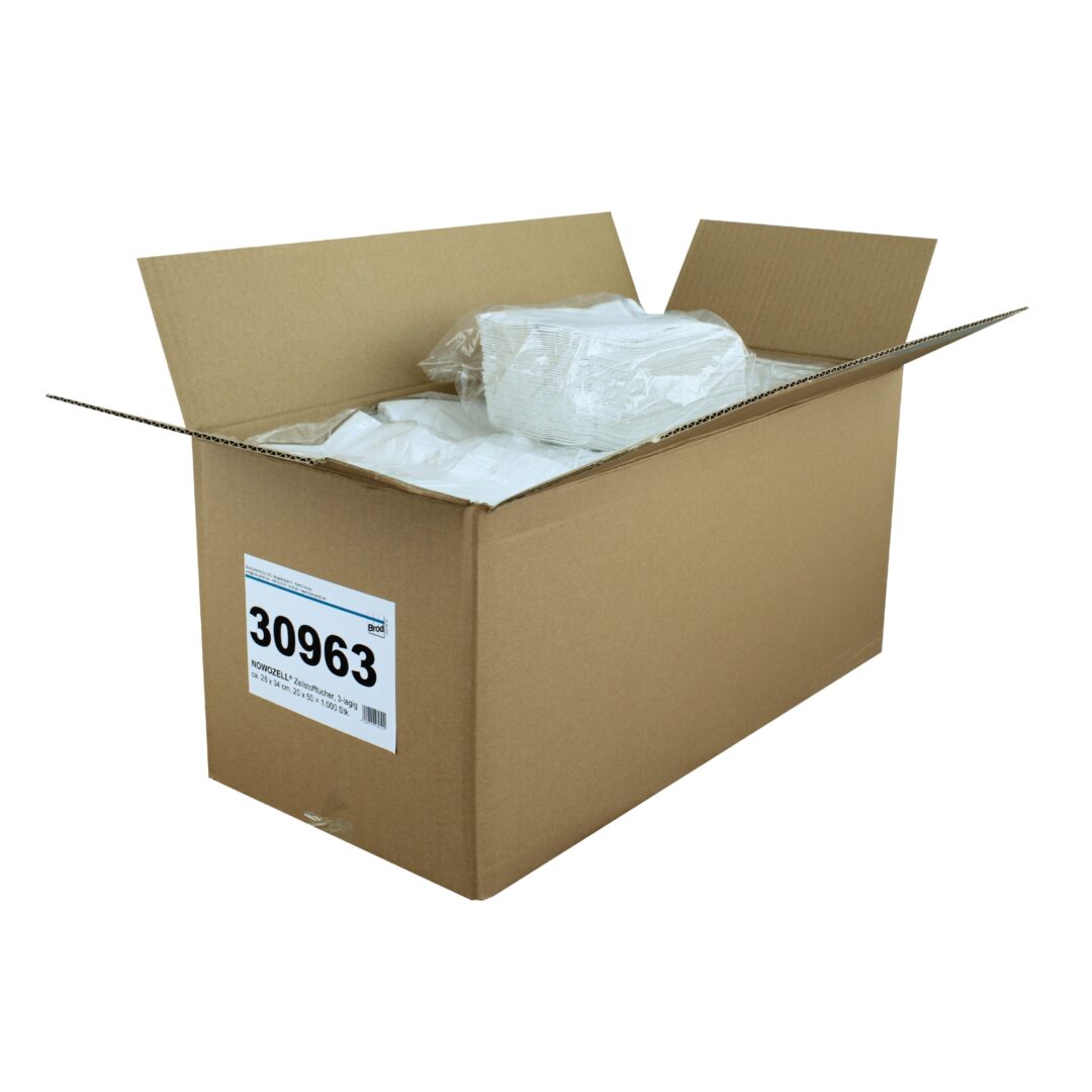 NOWOZELL® Wischtücher, 1.000 Lagenzellstofftücher, 3-lagig, natur, Recyclingpapier, 28×34 cm, 20×50=1.000 Tücher im Karton – Bild 8